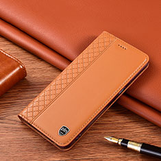 Leather Case Stands Flip Cover Holder H07P for Oppo A16 Orange