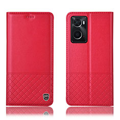 Leather Case Stands Flip Cover Holder H07P for Oppo A76 Red