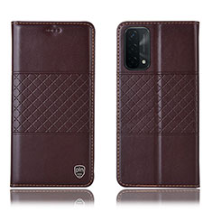 Leather Case Stands Flip Cover Holder H07P for Oppo A93 5G Brown