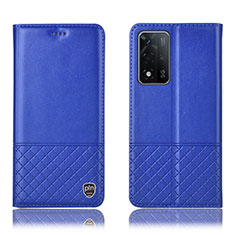 Leather Case Stands Flip Cover Holder H07P for Oppo A93s 5G Blue