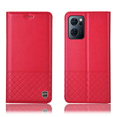 Leather Case Stands Flip Cover Holder H07P for Oppo Find X5 Lite 5G Red