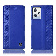 Leather Case Stands Flip Cover Holder H07P for Oppo K10X 5G Blue