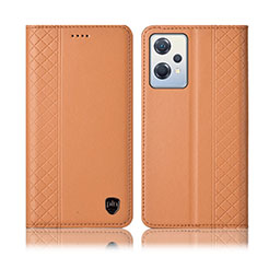 Leather Case Stands Flip Cover Holder H07P for Oppo K10X 5G Orange