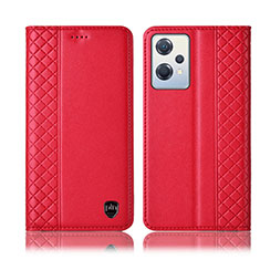 Leather Case Stands Flip Cover Holder H07P for Oppo K10X 5G Red