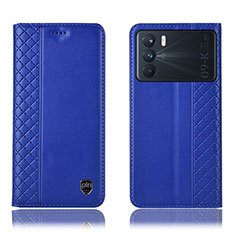Leather Case Stands Flip Cover Holder H07P for Oppo K9 Pro 5G Blue
