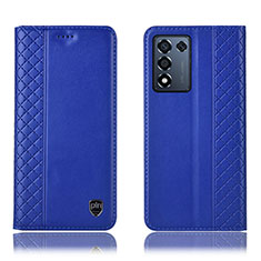 Leather Case Stands Flip Cover Holder H07P for Oppo K9S 5G Blue