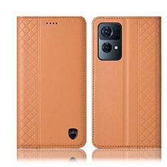 Leather Case Stands Flip Cover Holder H07P for Oppo Reno7 Pro 5G Orange