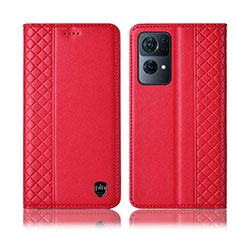Leather Case Stands Flip Cover Holder H07P for Oppo Reno7 Pro 5G Red