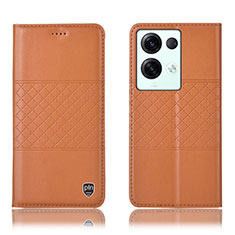 Leather Case Stands Flip Cover Holder H07P for Oppo Reno8 Pro 5G Orange
