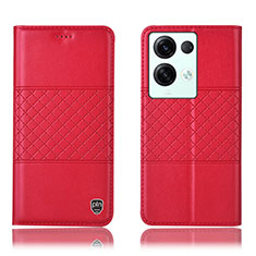 Leather Case Stands Flip Cover Holder H07P for Oppo Reno8 Pro 5G Red