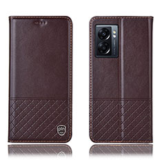 Leather Case Stands Flip Cover Holder H07P for Realme Narzo 50 5G Brown