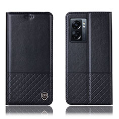 Leather Case Stands Flip Cover Holder H07P for Realme V23 5G Black