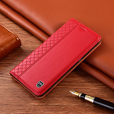 Leather Case Stands Flip Cover Holder H07P for Samsung Galaxy M21s Red