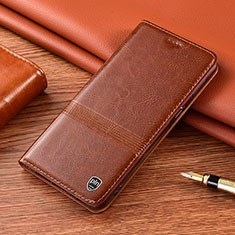 Leather Case Stands Flip Cover Holder H07P for Samsung Galaxy S21 Ultra 5G Light Brown