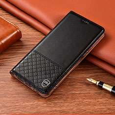 Leather Case Stands Flip Cover Holder H07P for Vivo Y19 Black