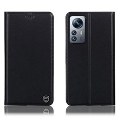 Leather Case Stands Flip Cover Holder H07P for Xiaomi Mi 12 5G Black