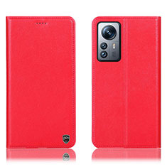 Leather Case Stands Flip Cover Holder H07P for Xiaomi Mi 12 5G Red