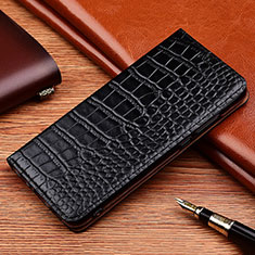 Leather Case Stands Flip Cover Holder H08P for Apple iPhone SE (2020) Black