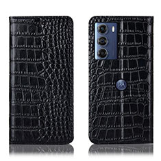 Leather Case Stands Flip Cover Holder H08P for Motorola Moto Edge S30 5G Black