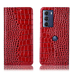 Leather Case Stands Flip Cover Holder H08P for Motorola Moto Edge S30 5G Red