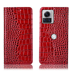 Leather Case Stands Flip Cover Holder H08P for Motorola Moto Edge X30 Pro 5G Red