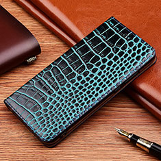 Leather Case Stands Flip Cover Holder H08P for Motorola Moto G30 Blue