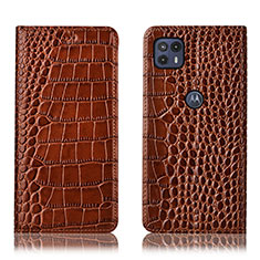 Leather Case Stands Flip Cover Holder H08P for Motorola Moto G50 5G Light Brown