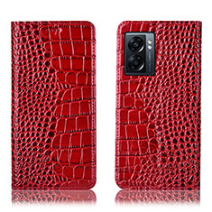 Leather Case Stands Flip Cover Holder H08P for OnePlus Nord N300 5G Red