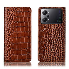 Leather Case Stands Flip Cover Holder H08P for Oppo K10 Pro 5G Light Brown
