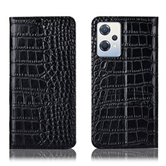 Leather Case Stands Flip Cover Holder H08P for Oppo K10X 5G Black