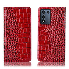 Leather Case Stands Flip Cover Holder H08P for Oppo K9S 5G Red