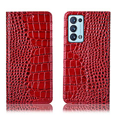 Leather Case Stands Flip Cover Holder H08P for Oppo Reno6 Pro 5G Red