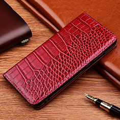 Leather Case Stands Flip Cover Holder H08P for Vivo V25 5G Red