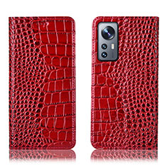 Leather Case Stands Flip Cover Holder H08P for Xiaomi Mi 12X 5G Red