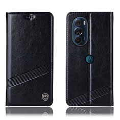 Leather Case Stands Flip Cover Holder H09P for Motorola Moto Edge Plus (2022) 5G Black
