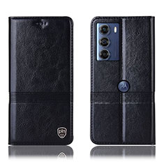 Leather Case Stands Flip Cover Holder H09P for Motorola Moto Edge S30 5G Black