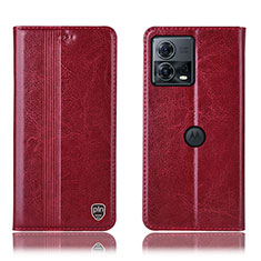 Leather Case Stands Flip Cover Holder H09P for Motorola Moto Edge S30 Pro 5G Red