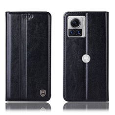 Leather Case Stands Flip Cover Holder H09P for Motorola Moto Edge X30 Pro 5G Black