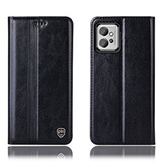 Leather Case Stands Flip Cover Holder H09P for Motorola Moto G32 Black