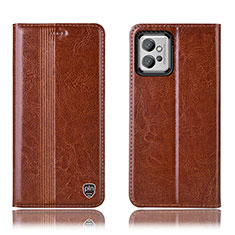 Leather Case Stands Flip Cover Holder H09P for Motorola Moto G32 Light Brown