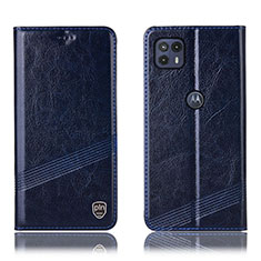Leather Case Stands Flip Cover Holder H09P for Motorola Moto G50 5G Blue