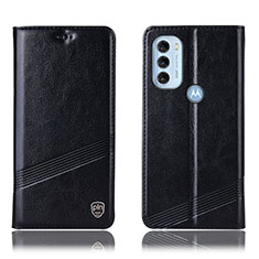 Leather Case Stands Flip Cover Holder H09P for Motorola Moto G71 5G Black