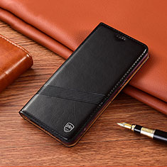 Leather Case Stands Flip Cover Holder H09P for Nokia C2 Black