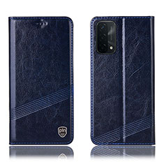 Leather Case Stands Flip Cover Holder H09P for OnePlus Nord N200 5G Blue
