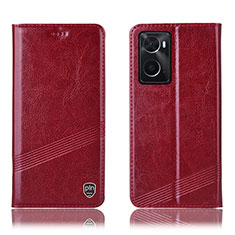 Leather Case Stands Flip Cover Holder H09P for Oppo A76 Red