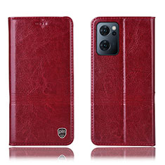 Leather Case Stands Flip Cover Holder H09P for Oppo Find X5 Lite 5G Red