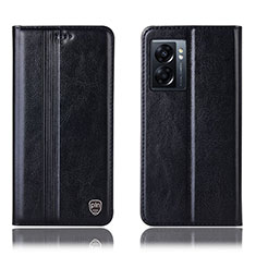 Leather Case Stands Flip Cover Holder H09P for Oppo K10 5G India Black