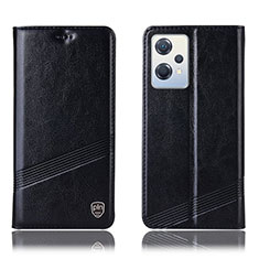 Leather Case Stands Flip Cover Holder H09P for Oppo K10X 5G Black