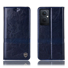 Leather Case Stands Flip Cover Holder H09P for Oppo Reno7 Lite 5G Blue