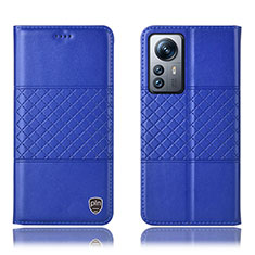 Leather Case Stands Flip Cover Holder H09P for Xiaomi Mi 12 5G Blue